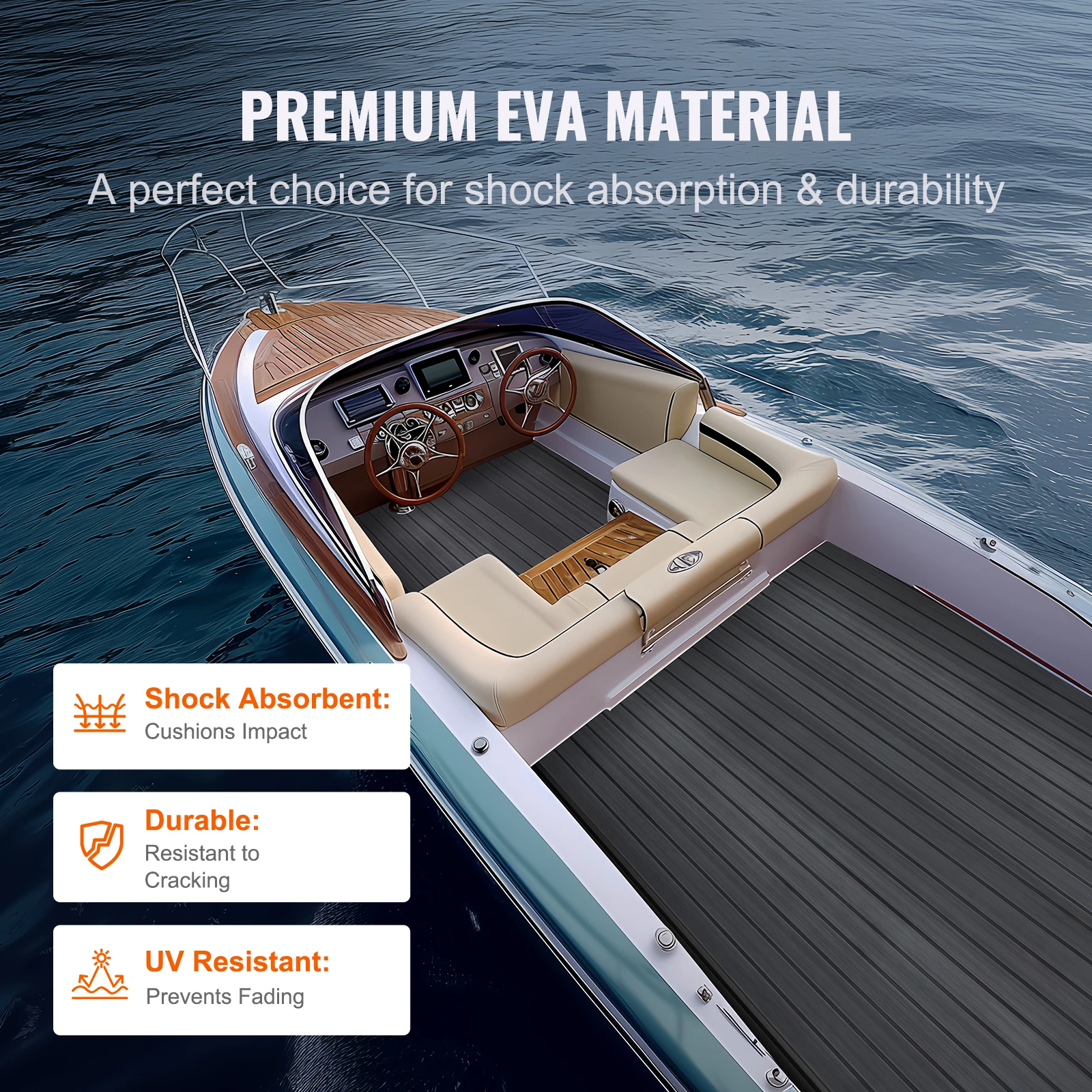 SucceBuy Boat Flooring EVA Foam Boat Decking 94.5" x 23.6" Non-Slip Self-Adhesive Flooring 15.5 sq.ft Marine Carpet for Boats
