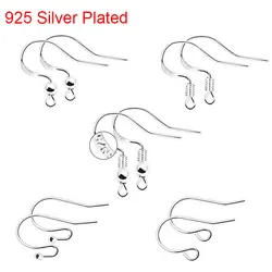 50pcs 925 Sterling Silver Plated Earrings Hooks Hypoallergenic Anti Allergy Earring Clasps Lot For Diy Jewelry Making Supplies