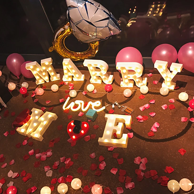 Decorative Letters Alphabet Letter Led Lights Luminous Number Lamp Night Light  Wedding Proposal Party Baby Bedroom Decoration - Party & Holiday Diy  Decorations - AliExpress