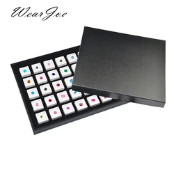 Gemstone Beads Display Storage Case Tray with Lid Transparent Plastic Foam Box Insert Gem Stones Diamond Jars Cover Organizer