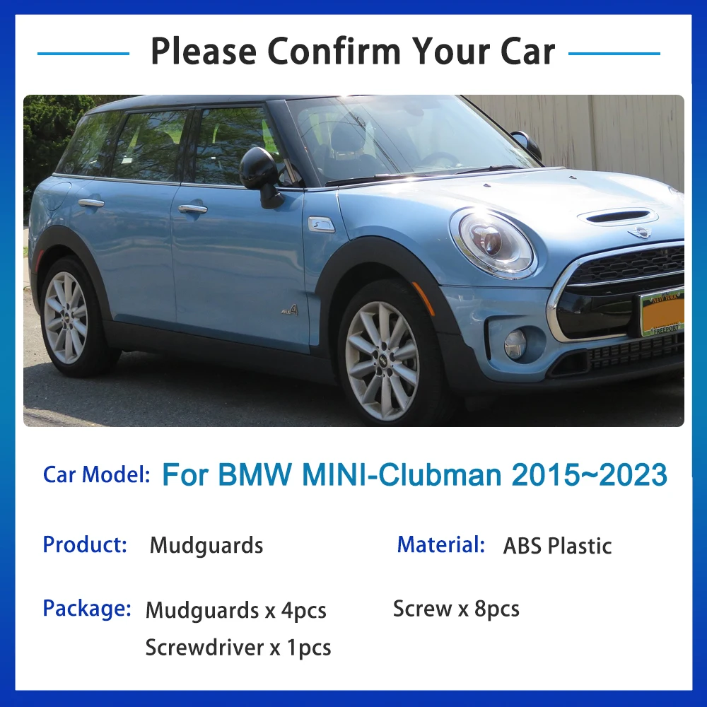 Dla BMW MINI Clubman F54 2015 ~ 2023 2018 MK2 4X błotnik do samochodu z klapką błotną i przednią akcesoria do błotników osłona przeciwbłotna