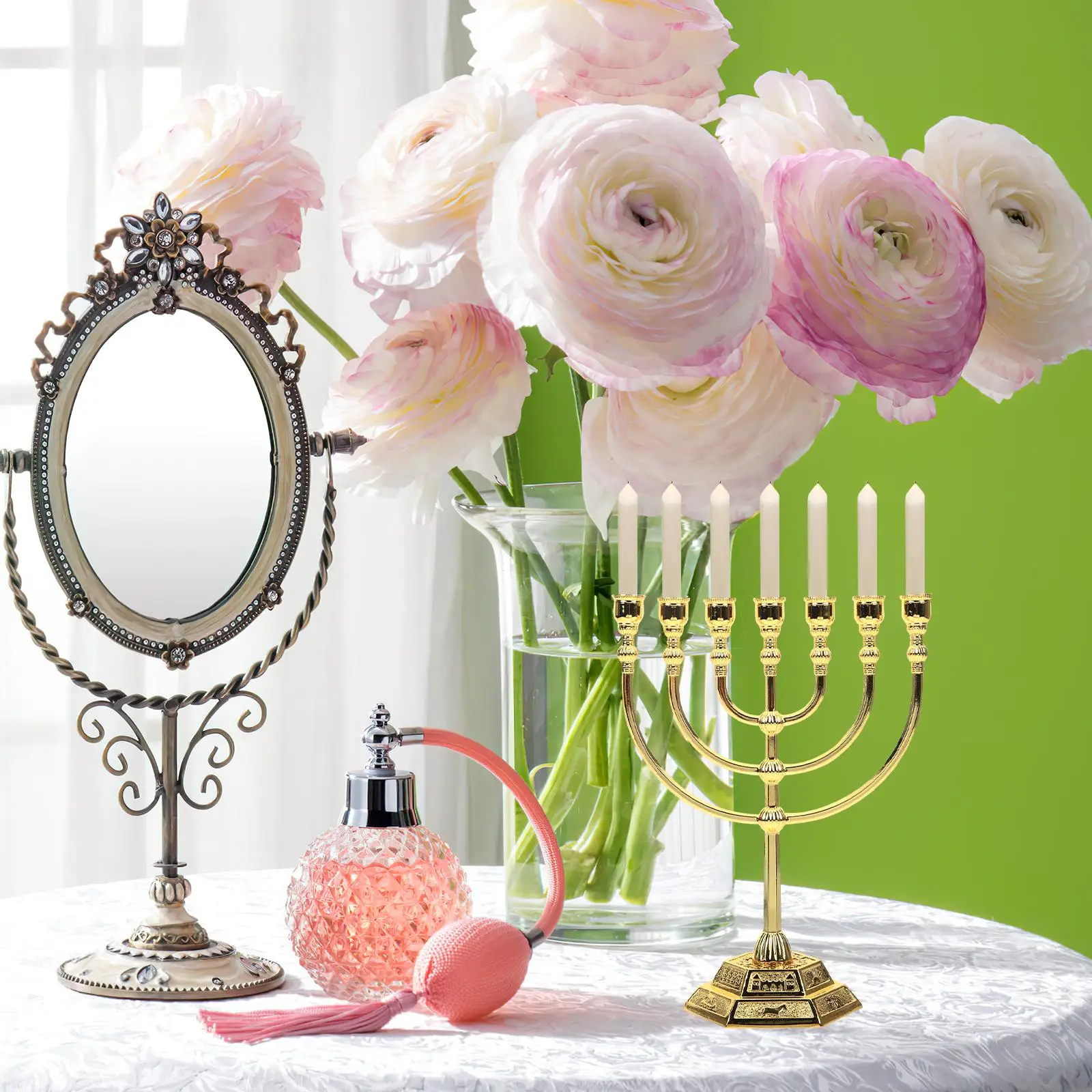 Seven-Hole Metal Menorah Candle Holder 6