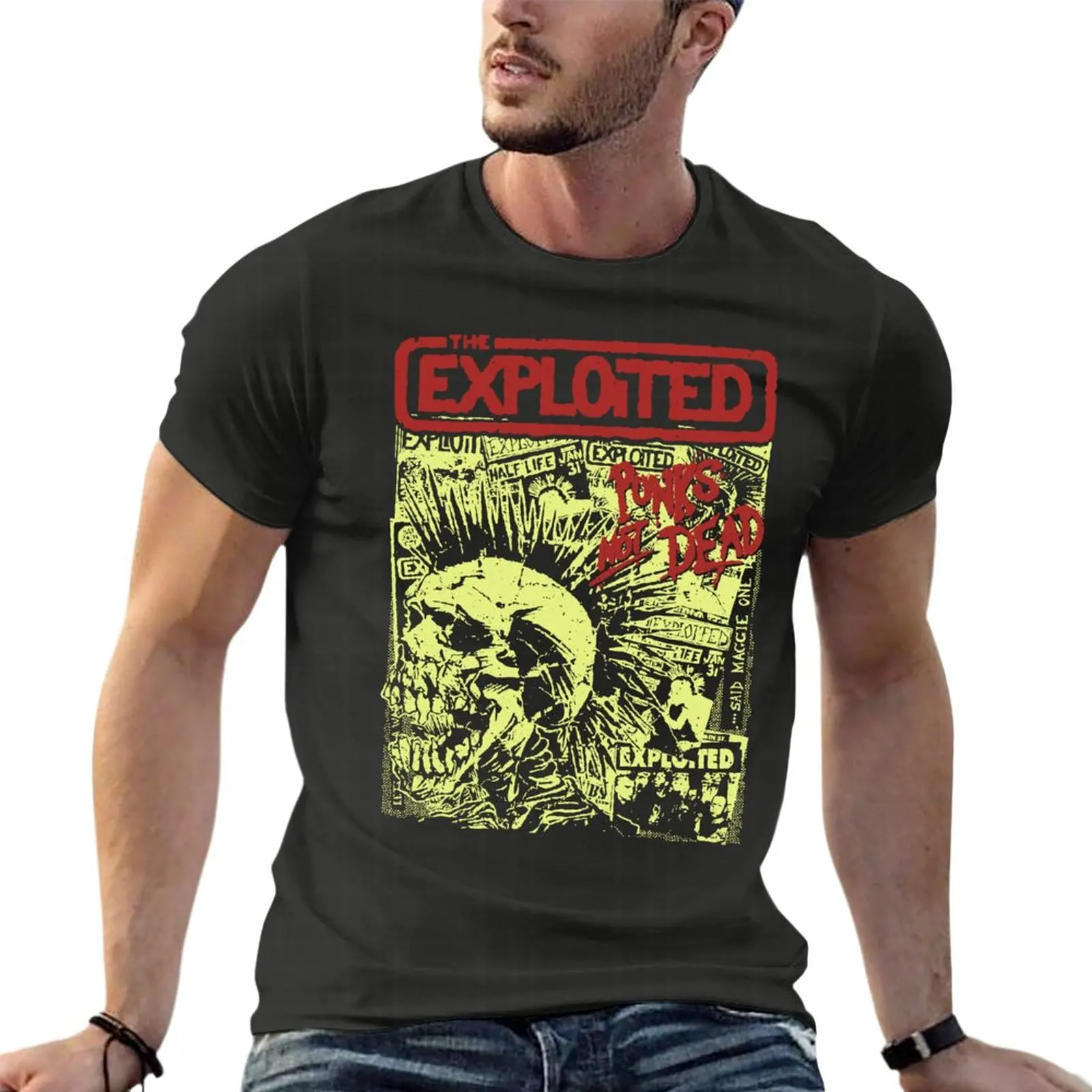 

The Exploited Punks Not Dead Skull Oversize T-Shirts Printed Men'S Clothing 100% Cotton Streetwear Plus Size Top Tee