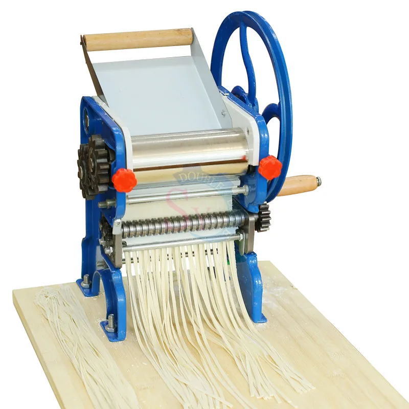 Household Cast Iron Manual Dough Roller Noodle Making Machine Bearing Style Hand Pasta Maker Equipment With Two Blades