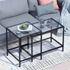 Nesting Coffee Table,Small Glass Coffee Table Set of 2, Modern Square Sofa Side Tea Table Black，Gold 1