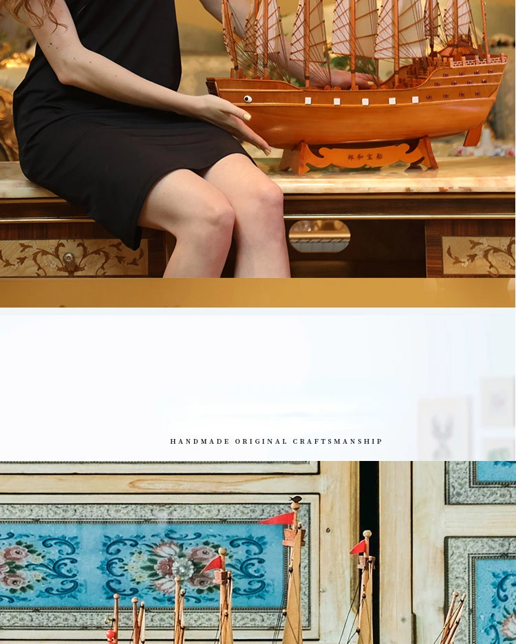 Sailboat Model Ornaments Zheng He Treasure Ship Wooden Sailboat Model Ornaments Zheng He Treasure Ship Wooden