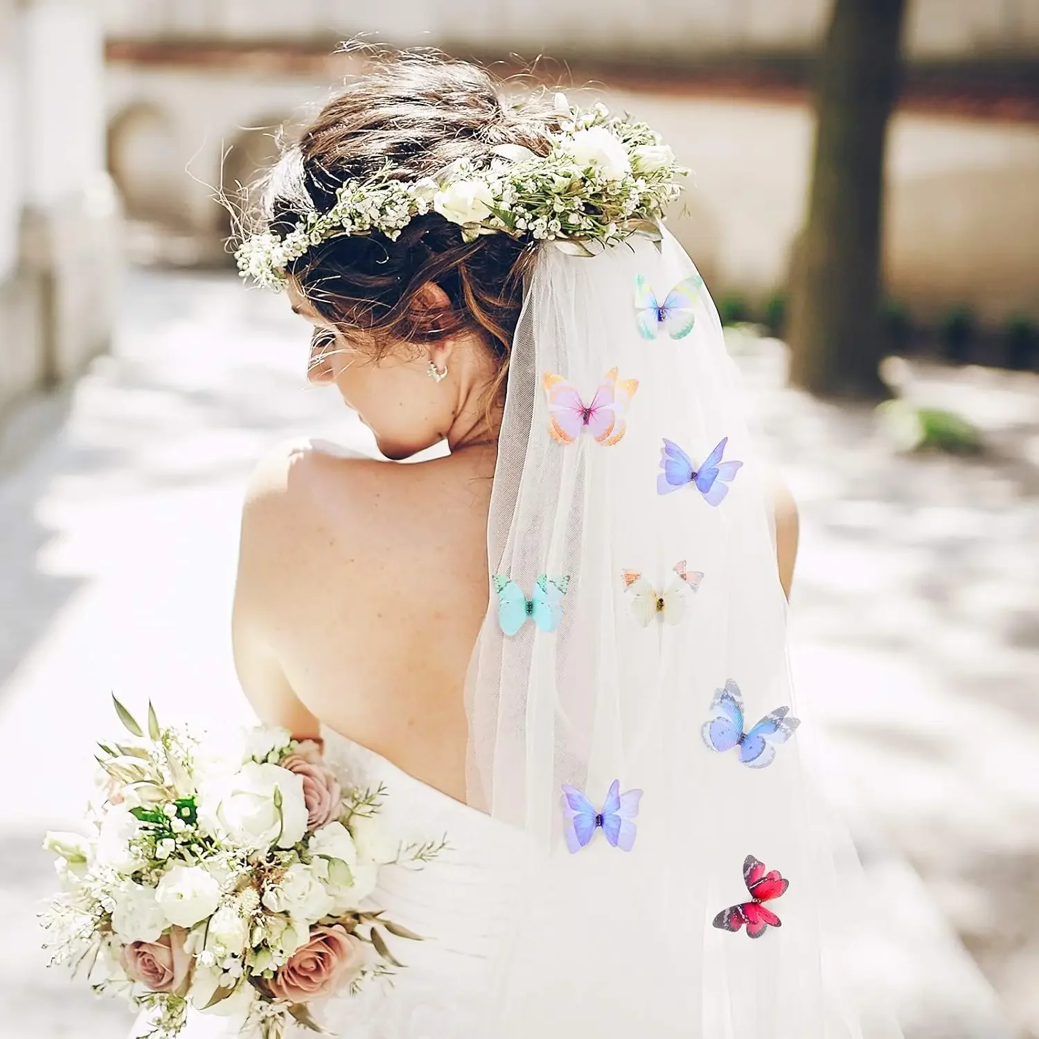 20pc Organza 나비 다채로운 두 레이어 나비 벽 장식 DIY 장식 공예 웨딩 Appliques에 대 한 3D 나비 장식