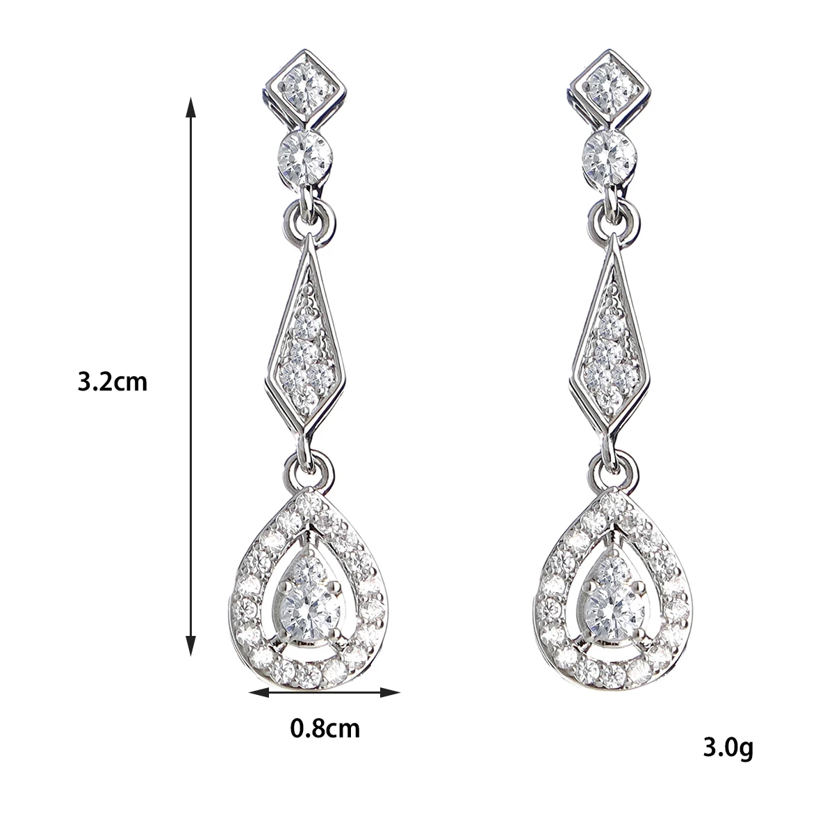 Bridal Jewelry Set Women's Silver Drap Earrings Cubic Zirconia Marquise Bridal Wedding Earrings For Wedding Parties Proms