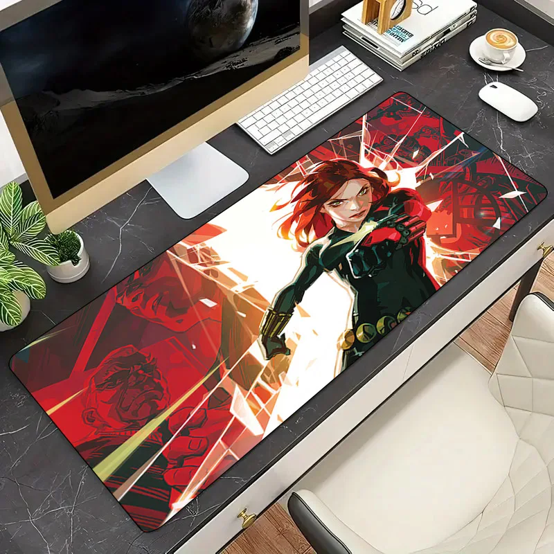 

Anime Mousepad Custom HD Black Widow Gamer Playmat Gaming Keyboard Rubber Desk Mat XXL Carpet Large Office Anti Slip Mouse Pad