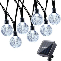 Outdoor Solar - Powered Crystal Ball String Lights - Waterproof with 8 Lighting Modes - 12M 100LEDS (White)