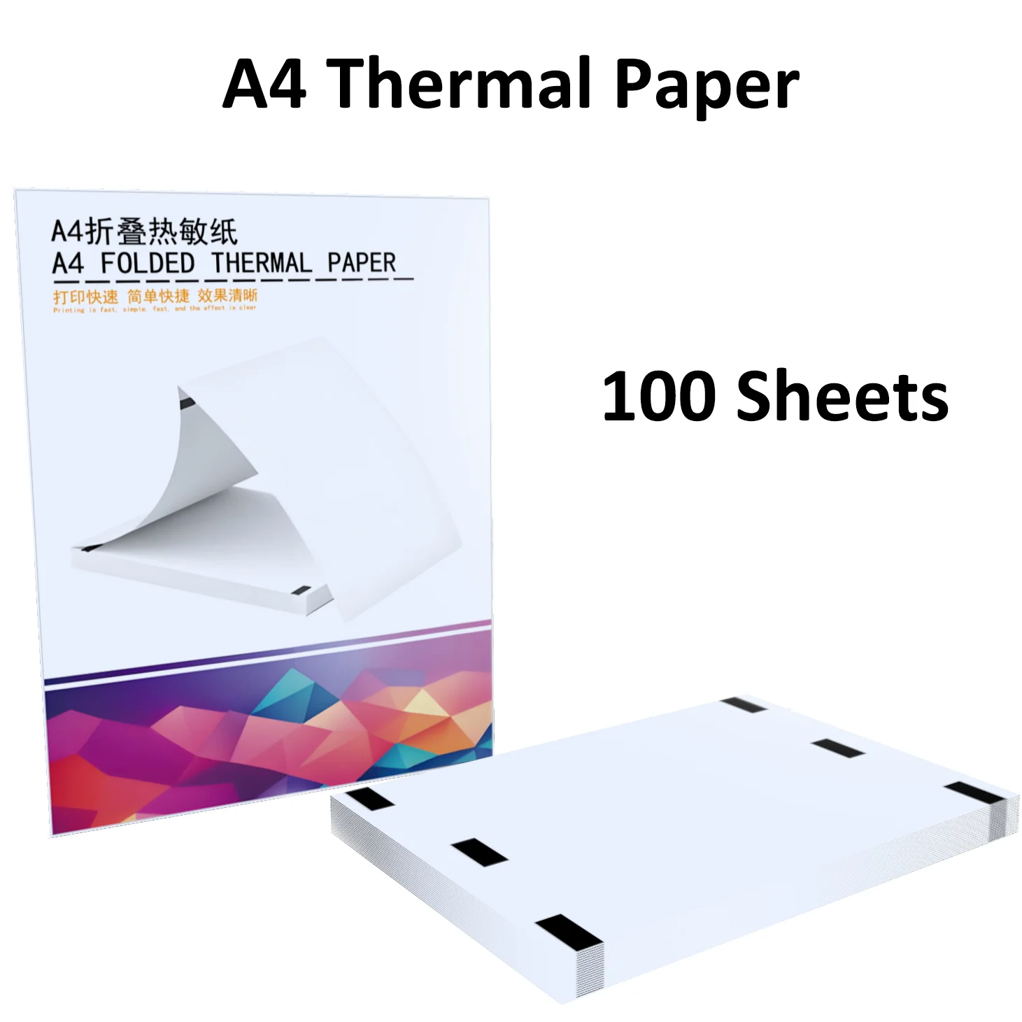 100 Blatt A4-Thermopapier, faltbar für tragbare Drucker, ideal für Büro, Zuhause und Schule