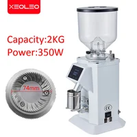 XEOLEO 1450 RPM Commercial Electric Coffee Grinder 74MM Flat Stainless Steel Burr Espresso Coffee Bean Grinder Machine 350W 1