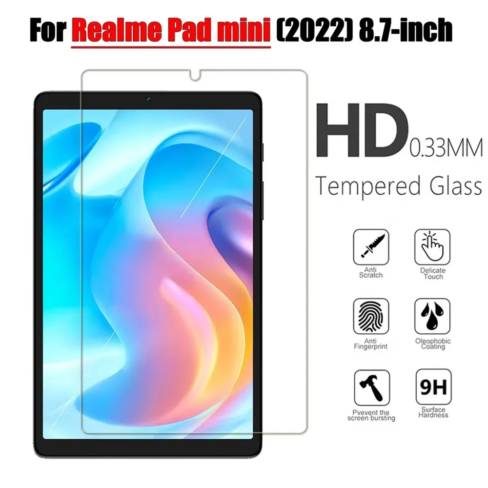 Tablet Screen Protector For Realme Pad Mini 8.7 Inch 2022 Anti Scratch Explosion Proof Clear Tempered Glass Film 6