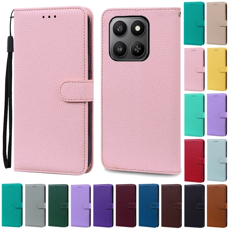 Leather Flip Wallet Phone Case with Stand and Magnetic Closure, Protective Cover and Shell