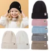 Baby Turban Hats 100% Acrylic Star Label Stick Caps Boys Girls Winter Warm Knitted Bonnet Kids Solid Beanies Crochet Headwraps 1
