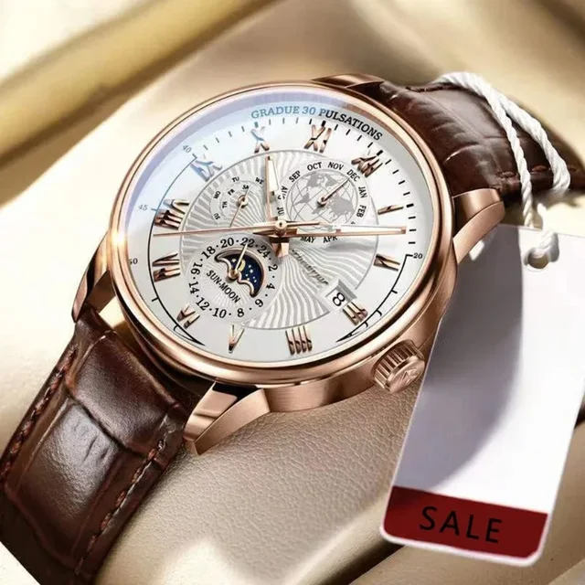 Luxury Man Watch Waterproof  Phase Pattern Luminous Men's