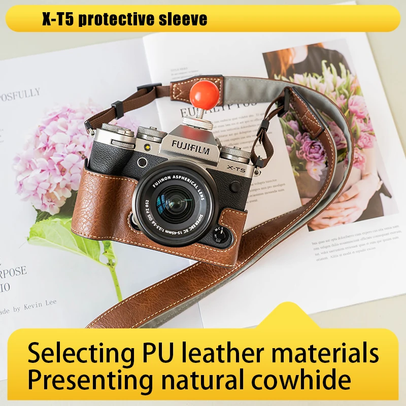 

Applicable to Fuji Xt5 Protective Case Camera Cover Xh2 Base Xt4 Camera Bag Pu Leather Case Accessories