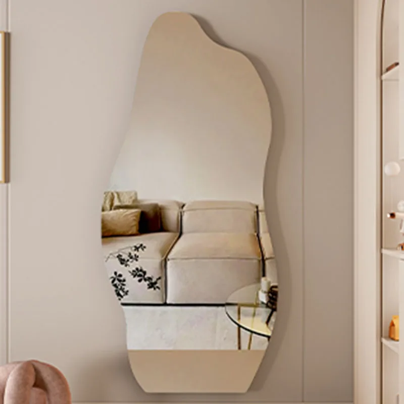 

Cute Pink Mirror Irregular Living Room Kawaii Korean Mirror Luxury Aesthetic Espelhos Decorativos Home Decoration Accessories