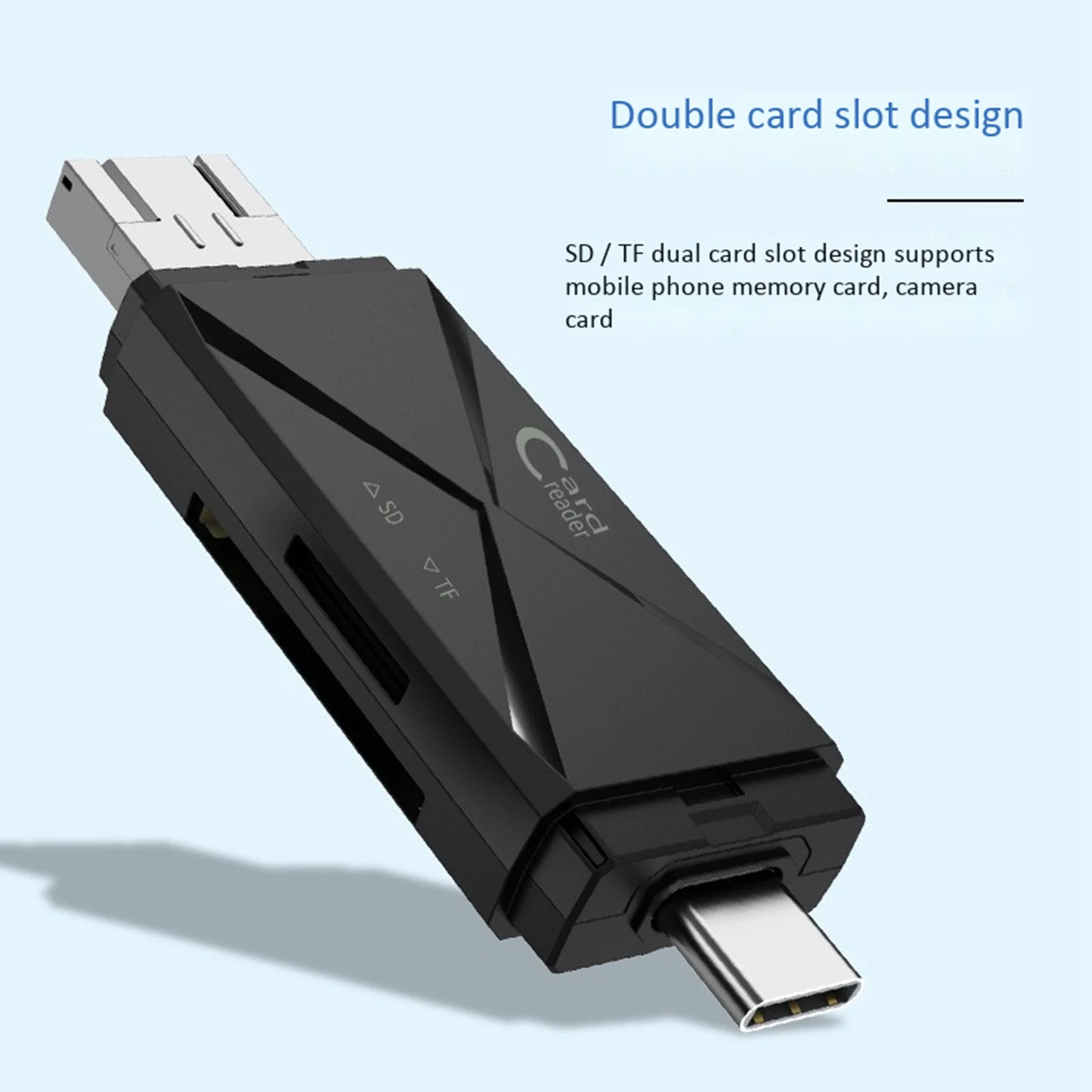 USB 2.0 마이크로 USB C타입 카드 리더기, SD 메모리 카드 리더기, 마이크로 SD TF USB C타입 카드 리더기, 흰색