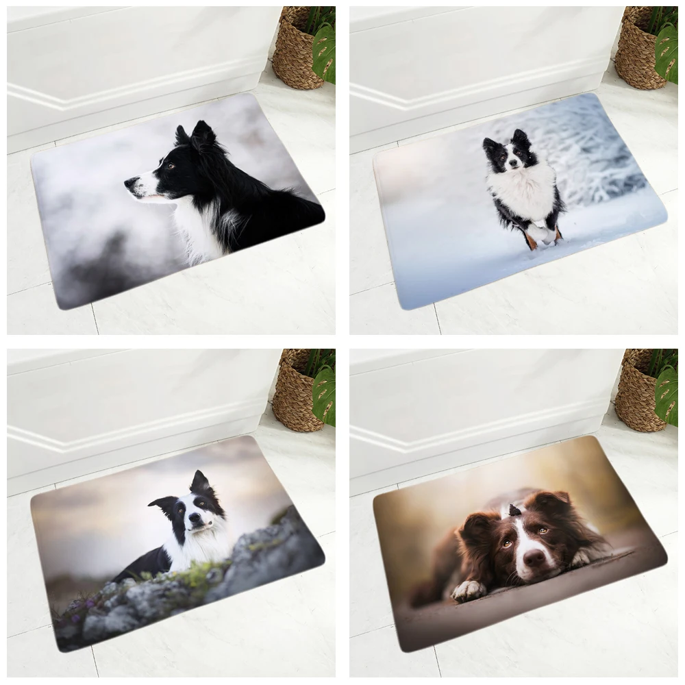 

Scottish Border Collie Pattern Floor Mat Home Kitchen Bathroom Decoration Door Absorbable Carpet 40x60cm