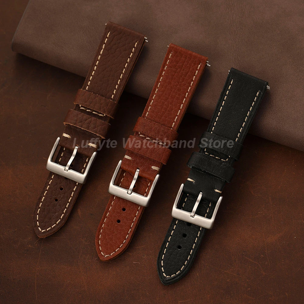 Premium Handmade Vintage Leather Watch Strap – Genuine Calfskin