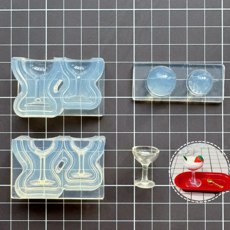 미니 시뮬레이션 고블렛/유리/밀크티 컵 실리콘 몰드 UV 글루 DIY 인형집 미니어처 음식 장난감 디저트 장식 몰드