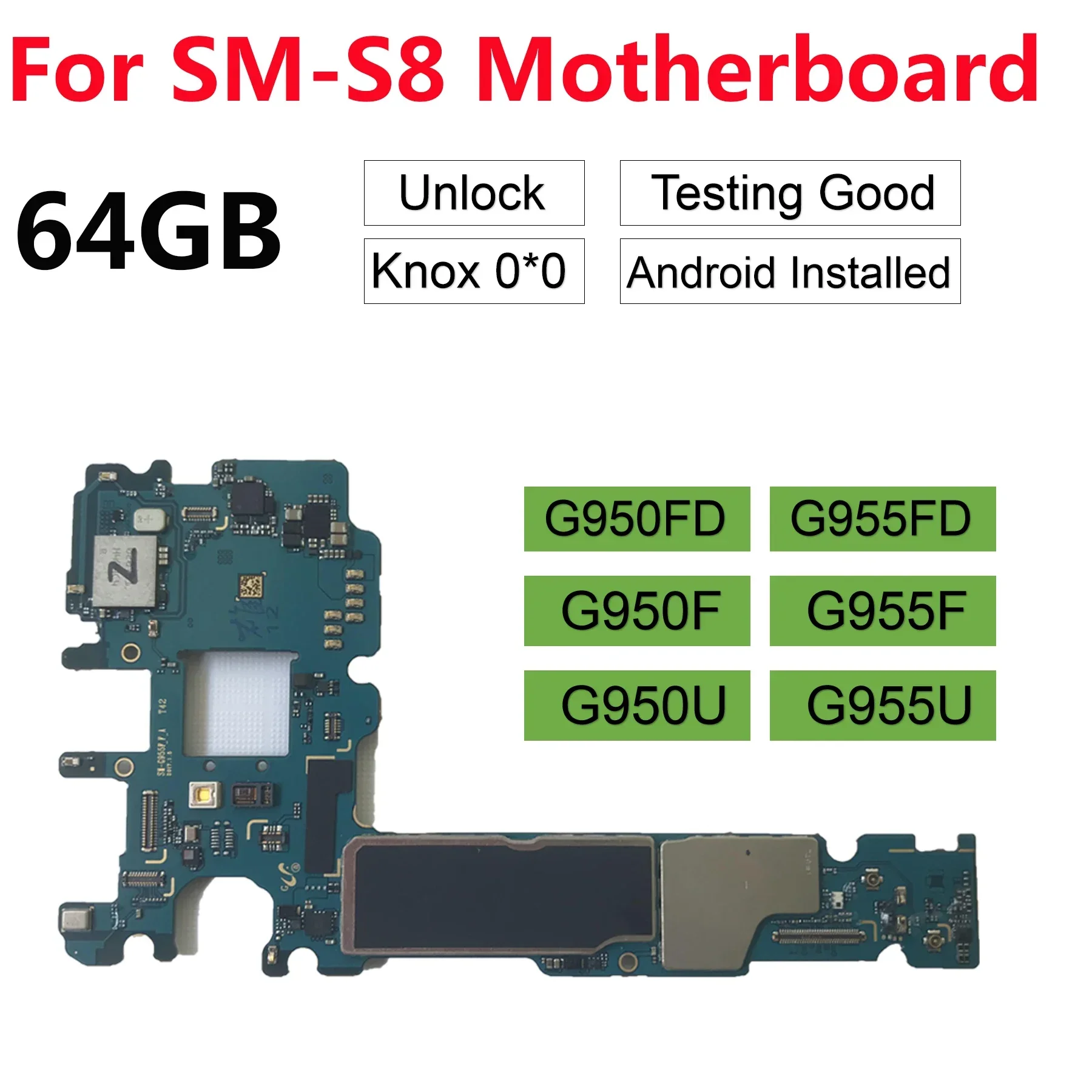 Unlocked Main Motherboard For Samsung Galaxy S8 Plus G955F G955FD S8 G950F G950U Unlock 64GB Motherboard mobile motherboard