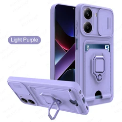 Multifunctional Magnetic Ring Case with Lens Protection and Card Holder - Xiaomi X7 Pro 5G (Purple - 06)