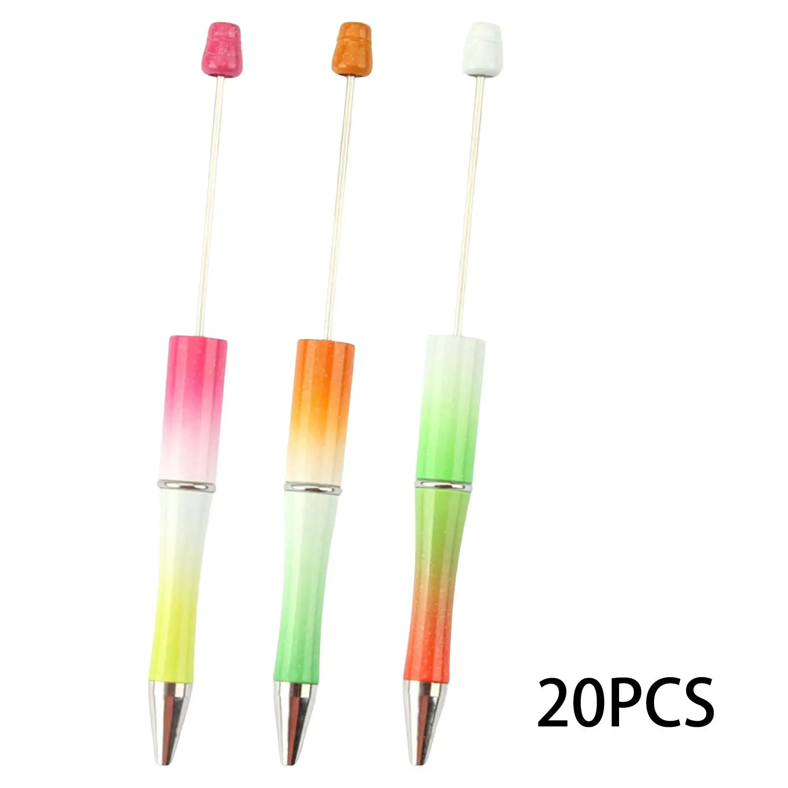 

20Pcs Beadable Pens Kit 1.0 mm Pen Tip Women Girls Printable Bead Ballpoint Pen for Exam Spare Classroom Writing Draw Kids Gifts