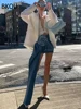 BKQU 2024 Summer Denim Mini Skirts Y2K Aesthetic 3D Flowers Design High Waist Micro Skirts Skinny Wrap Jeans Penceil Skirt Women 4