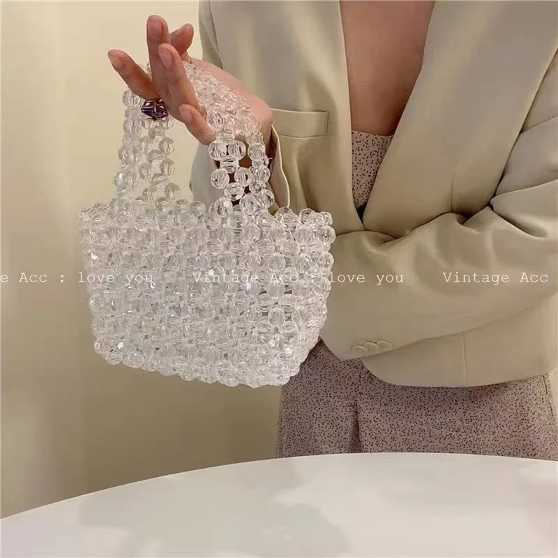 Bags, Tinted Clear Acrylic Box Clutch With Beaded Handle