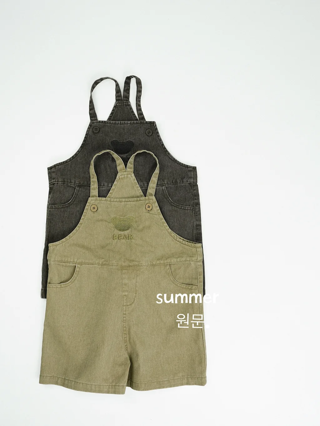 2025 Summer New Cute Bear Embroidery Girls Jeans Overalls Loose Children Sling Pants Kids Boys Denim Strap Shorts Baby Clothes