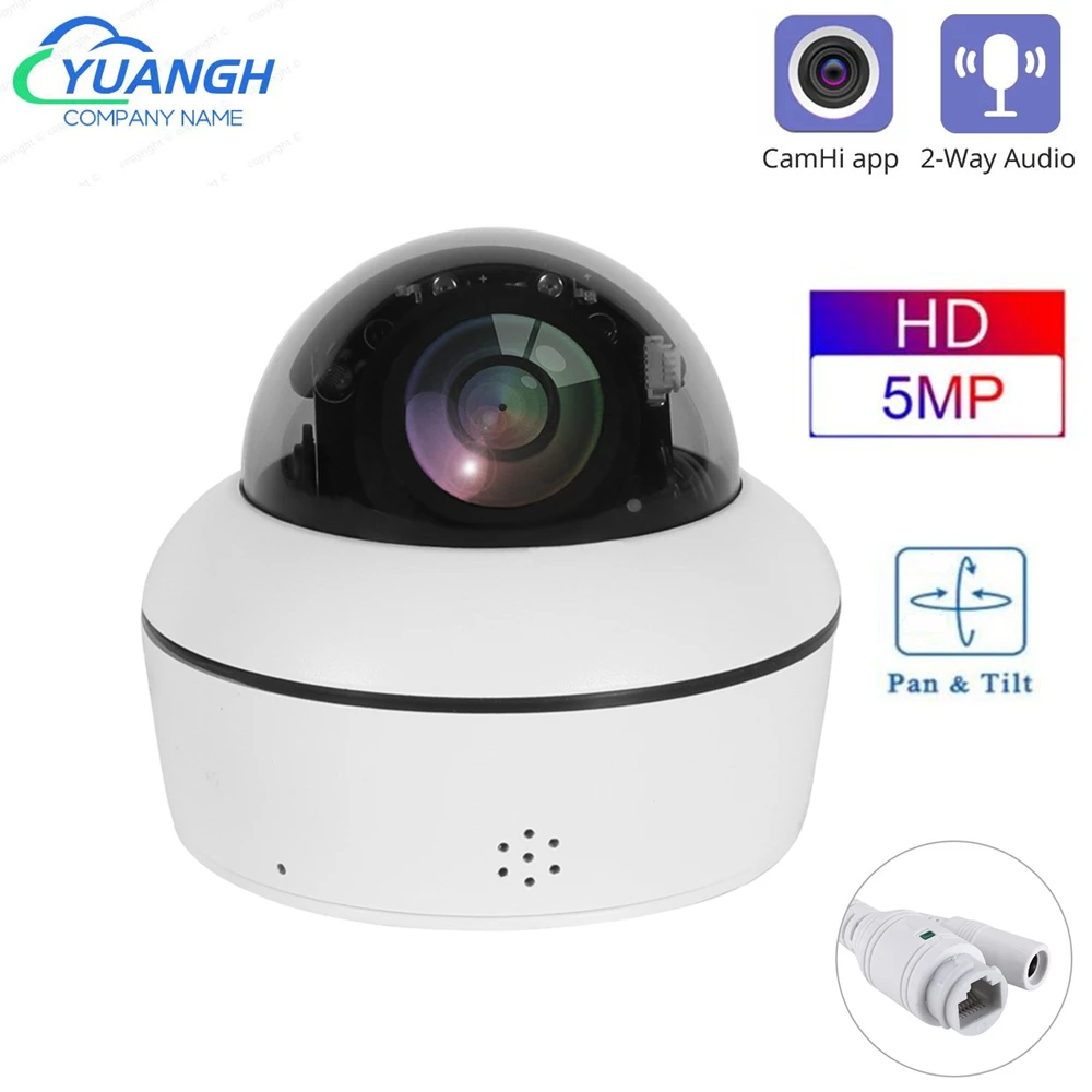 5MP CamHi Security PTZ IP Camera Outdoor CCTV Two Ways Audio Waterproof MINI Speed Dome Camera Support Human Detection