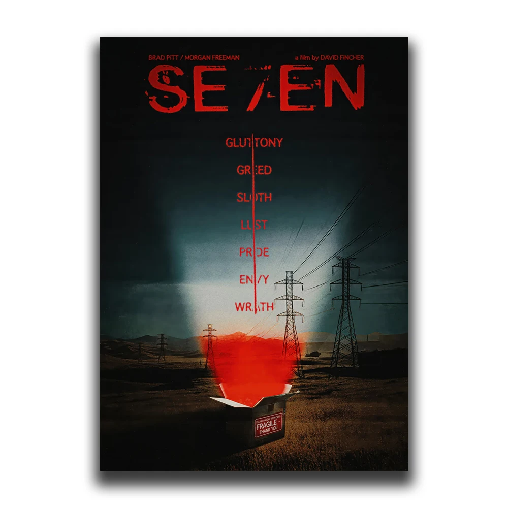 Vintage Black Cinema Art: Se7en Film Canvas Wall Mural