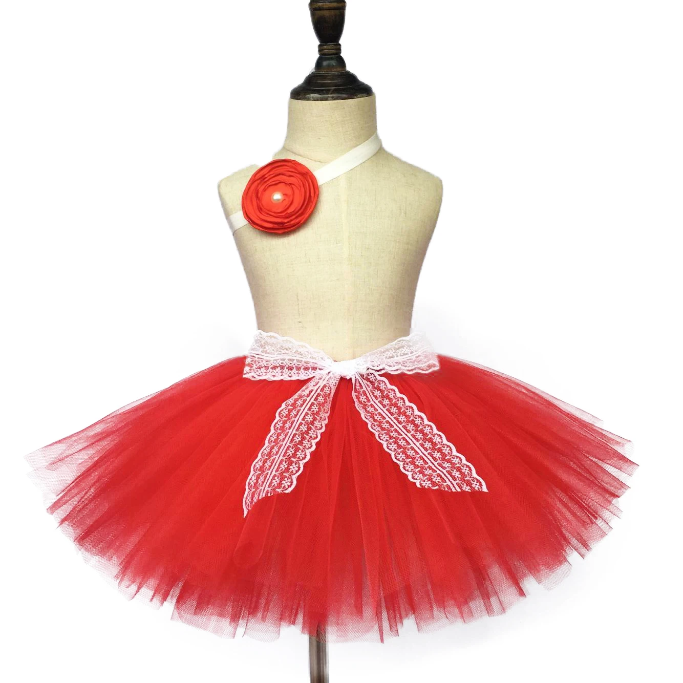 Baby Girls Red Tutu Skirt Kids Fluffy Tulle Lace Skirts Underskirt with