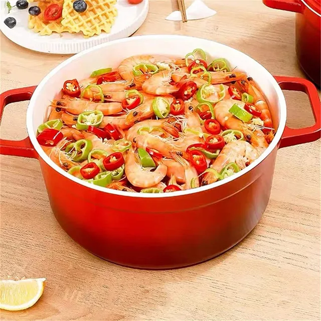 Enameled Cast Aluminum Dutch Oven With Lid 4.7L Nonstick Braised Pot  Casserole Dish Enamel Coating For All Heat Source 9.5Inch - AliExpress