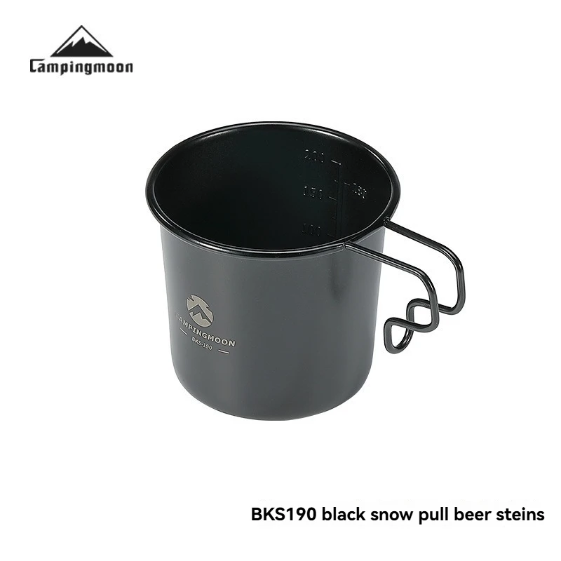 BKS-190 야외 캠핑용 스테인리스 블랙 티타늄 도금 맥주컵, 휴대 간편, 물컵, 겹쳐서 보관 가능, 스노우컵
