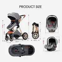 Nouveau Poussette bébé 3 en 1 haute paysage poussette inclinable landau pliable poussette bébé couffin Puchair nouveau-né 5