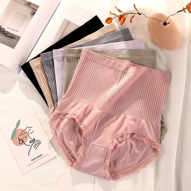 3pcs Pure Cotton women Panties 100% Cotton Fabric Medium Waist Tummy  Control Elastic Design Elastic Women's underwear