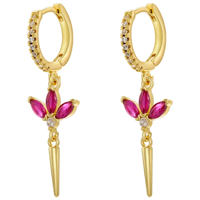 ZHUKOU gold color Flower drop earrings Korean temperament Long dangle Earrings for women small hoop earrings wholesale VE891 4