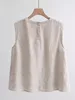 Vintage Cotton Linen Svel Top Women Summer plus Size Loose Slimming Retro Vest Trendy Commute Sle round Ne Regular ...