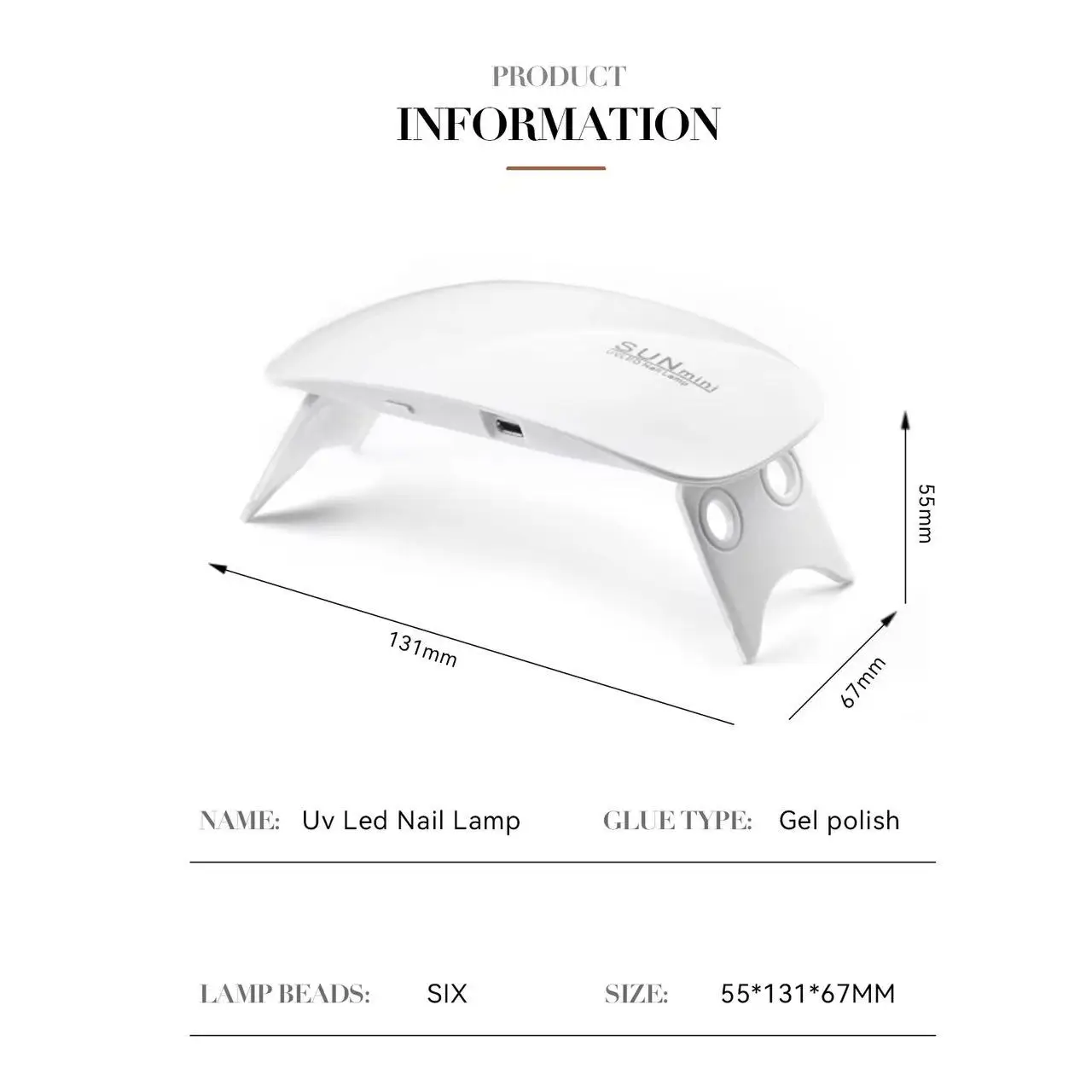 미니 UV LED 네일 램프 6W 네일 젤 폴리쉬 경화용 휴대용 접이식 120초/60초 타이밍 매니큐어 건조기 네일 아트 건조 도구