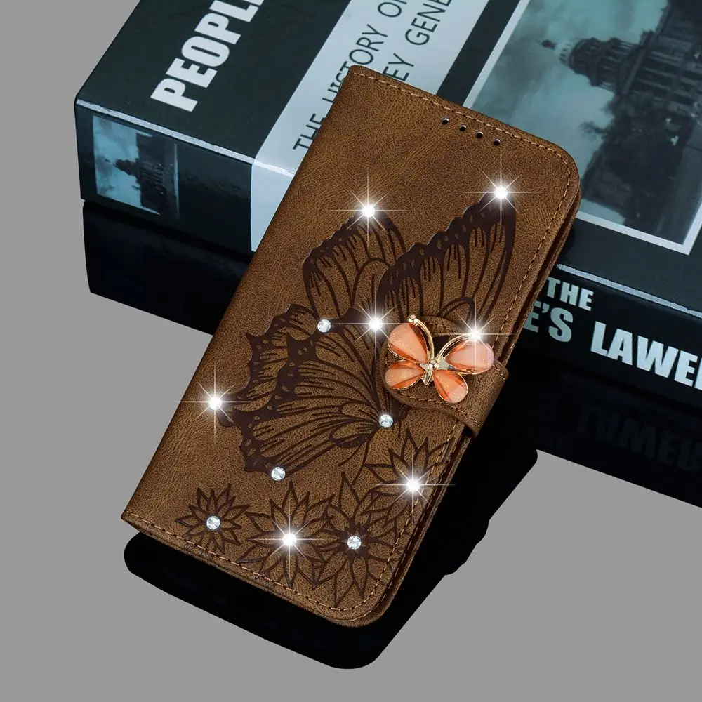 Sparkling Butterfly 3D Leather Flip Wallet Case