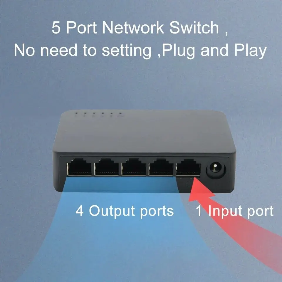 KuWFi 홈 모니터 IP 카메라용 이더넷 허브 스위치, 5 포트 기가비트 스위치, 1000Mbps 고속 이더넷 스위처, WAN LAN 포트
