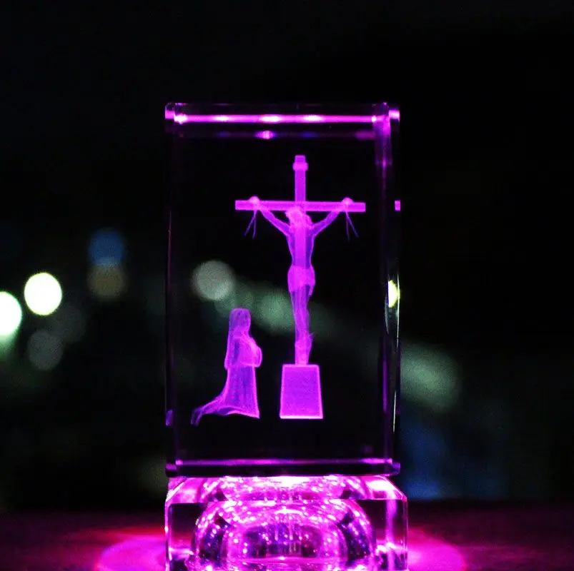 

5A+ best gift Christian Keepsake Jesus Christ On Cross the crucifixion Christ on cross Religious Figurine 3D Crystal statue