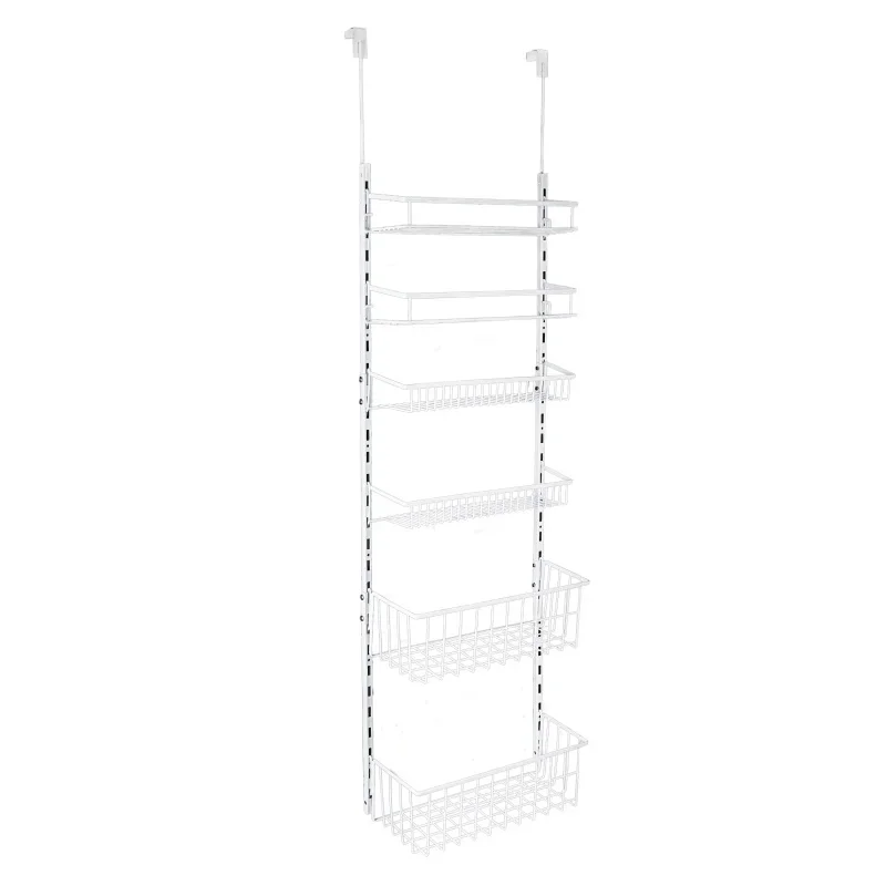 

Mainstays Over the Door Rack Organizer with 6 Tier Adjustable Shelves Powder Coated Steel White