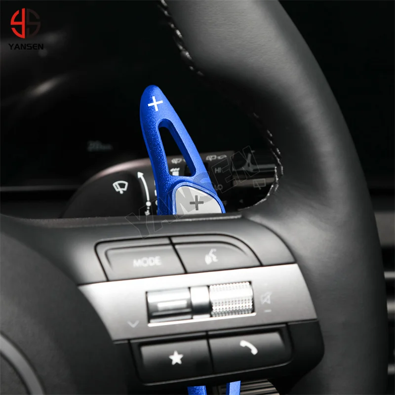 Red Aluminum Shift Paddle Extensions For Hyundai Sonata, Tucson, Santa Cruz, Palisade (2020-2025) - Easy Stick-On Upgrade