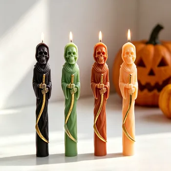 Halloween Skull Long Pole Silicone Candle Mold 1
