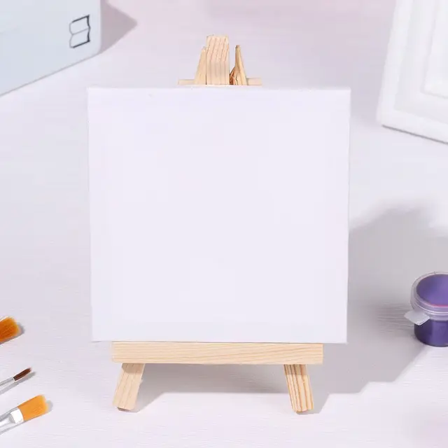 12 Sets Mini Easels with Canvas Boards Small Easel Stands with Canvas  Panels for Kids Students Adults Painting Backstage to - AliExpress