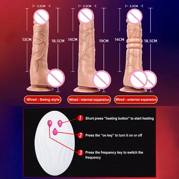 Telescopic Vibrating Thrusting Realistic Dildo Female Masturbation With Suction Cup Heating Penis Remote Control Dick For Women 6